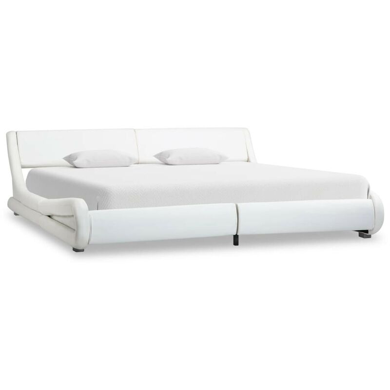 

Estructura de cama de cuero sintético blanco 180x200 cm - Hommoo