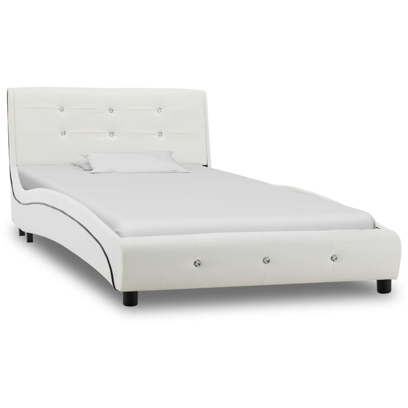 

Estructura de cama de cuero sintético blanco 90x200 cm - Hommoo