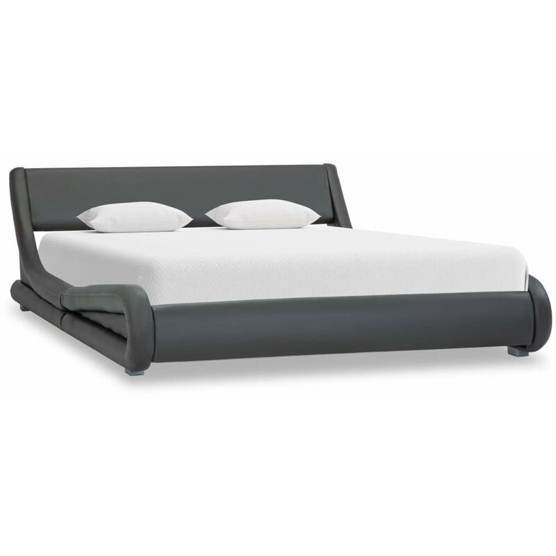 

Estructura de cama de cuero sintético gris 140x200 cm - Hommoo