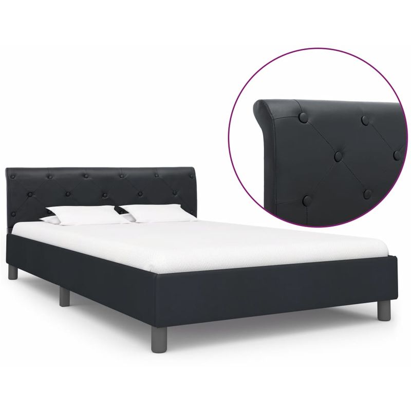 

Estructura de cama de cuero sintético negro 140x200 cm - Hommoo