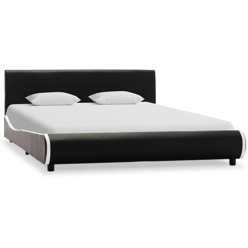 

Estructura de cama de cuero sintético negro 140x200 cm - Hommoo