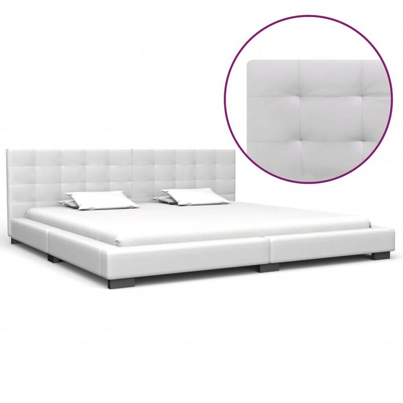 

Estructura de cama de cuero sintético blanco 180x200 cm - Hommoo