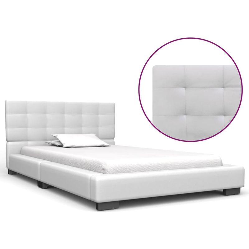 

Estructura de cama de cuero sintético blanco 90x200 cm - Hommoo