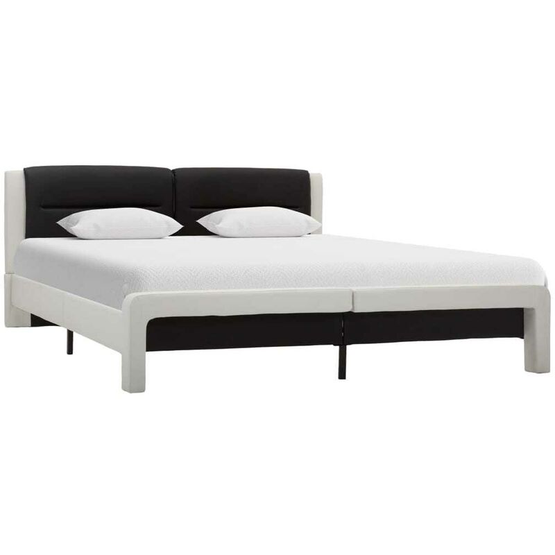 

Estructura de cama de cuero sintético blanco y negro 180x200 cm - Hommoo