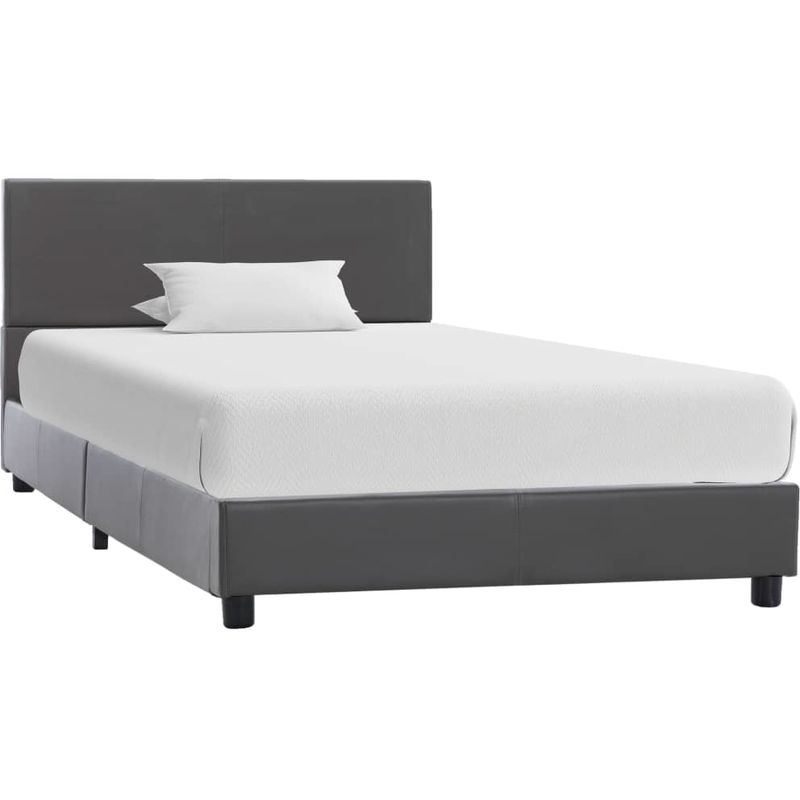 

Estructura de cama de cuero sintético gris 100x200 cm - Hommoo