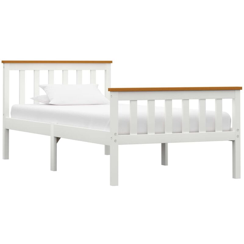 

Estructura de cama de madera maciza de pino blanca 90x200 cm - Hommoo