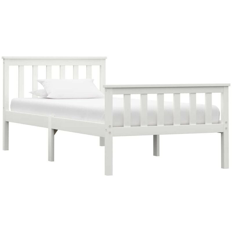

Estructura de cama de madera maciza de pino blanco 100x200 cm - Hommoo