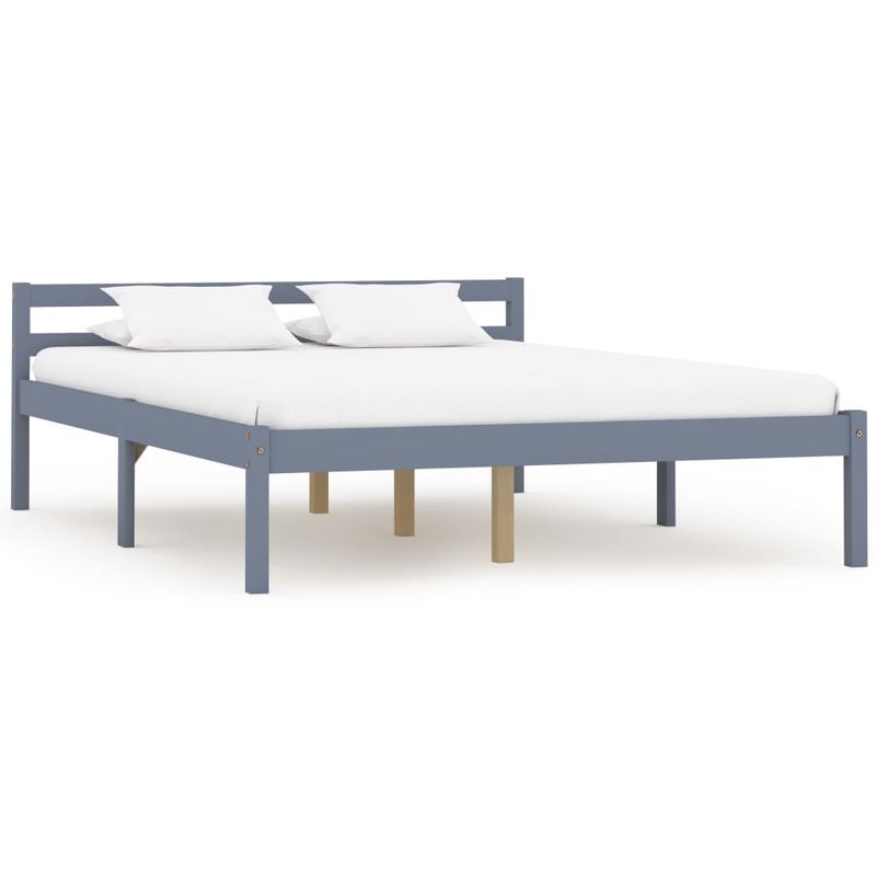 

Estructura de cama de madera maciza de pino gris 120x200 cm - Hommoo