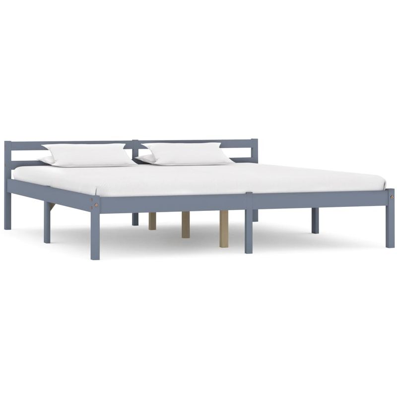 

Estructura de cama de madera maciza de pino gris 180x200 cm - Hommoo