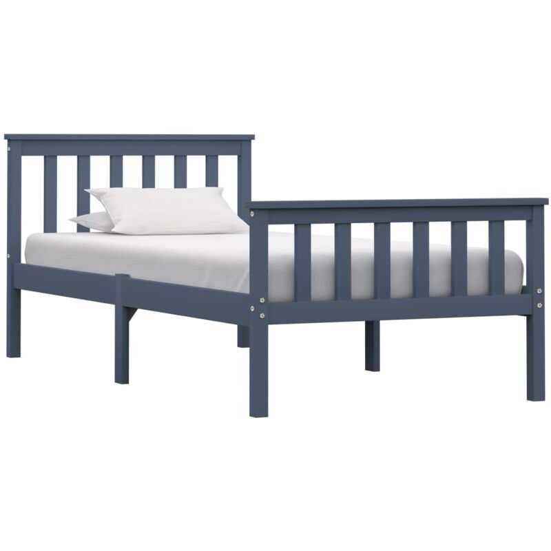 

Hommoo Estructura de cama de madera maciza de pino gris 90x200 cm