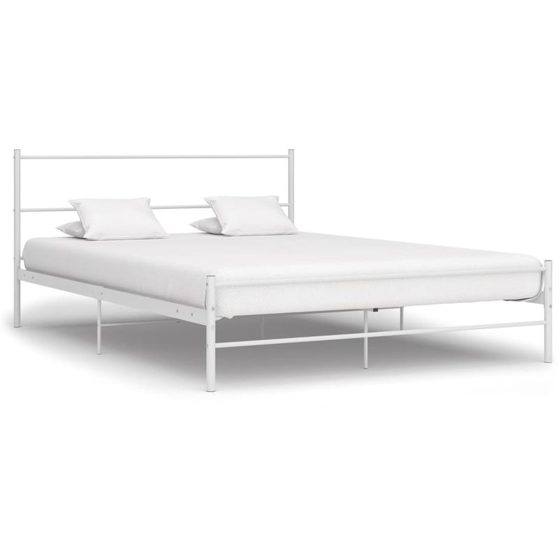 

Hommoo Estructura de cama de metal blanco 140x200 cm