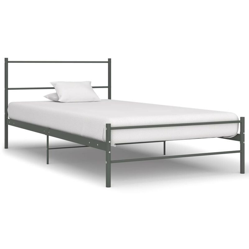 

Estructura de cama de metal gris 100x200 cm - Hommoo