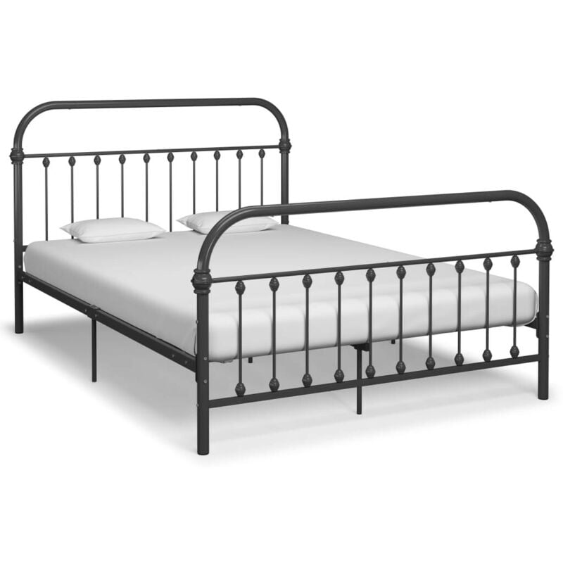 

Estructura de cama de metal gris 140x200 cm - Hommoo