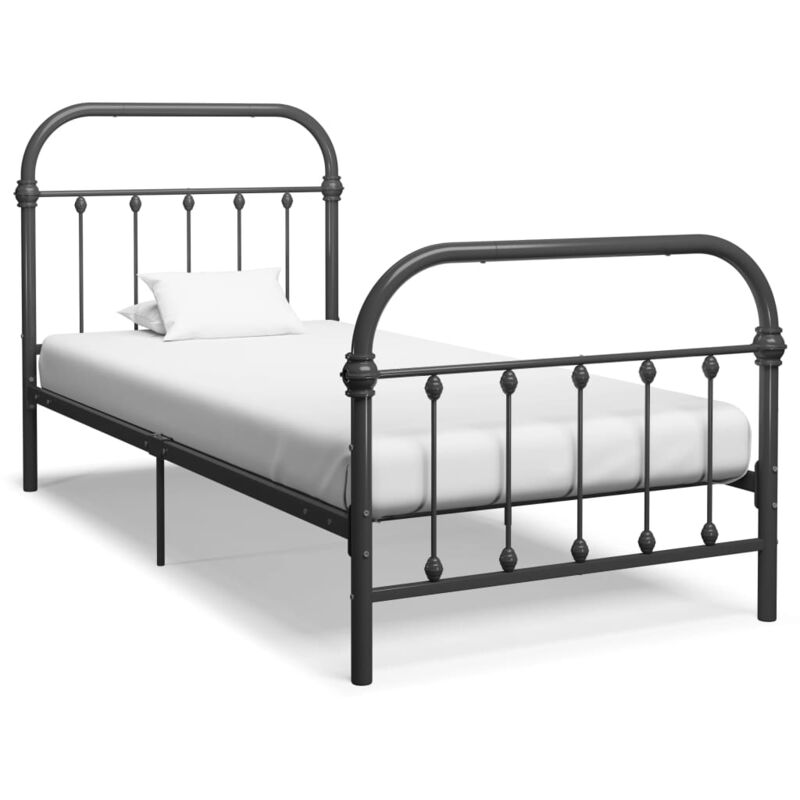 

Estructura de cama de metal gris 90x200 cm - Hommoo