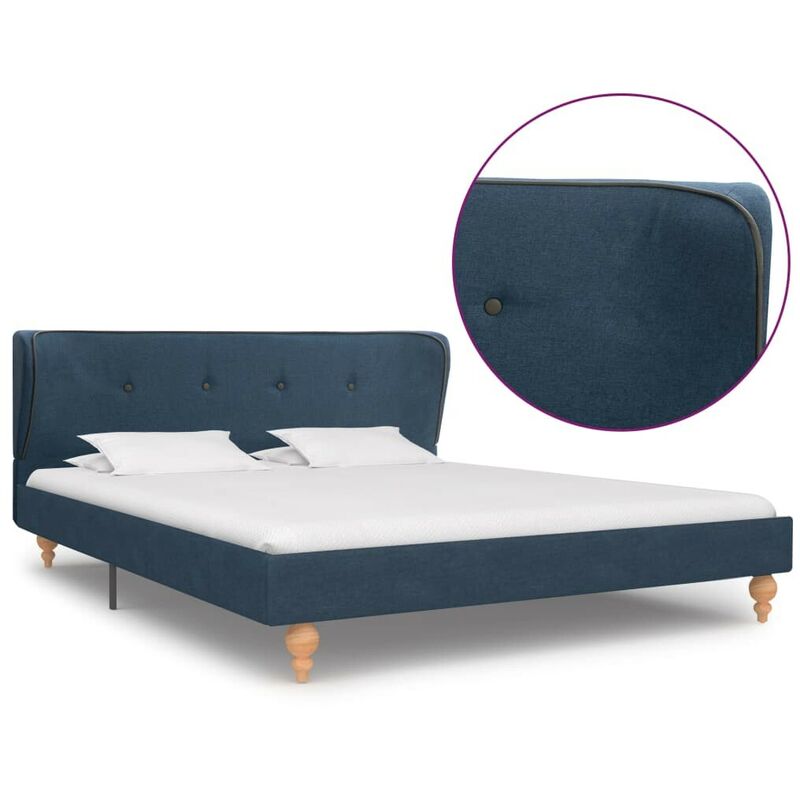 

Estructura de cama de tela azul 140x200 cm - Hommoo