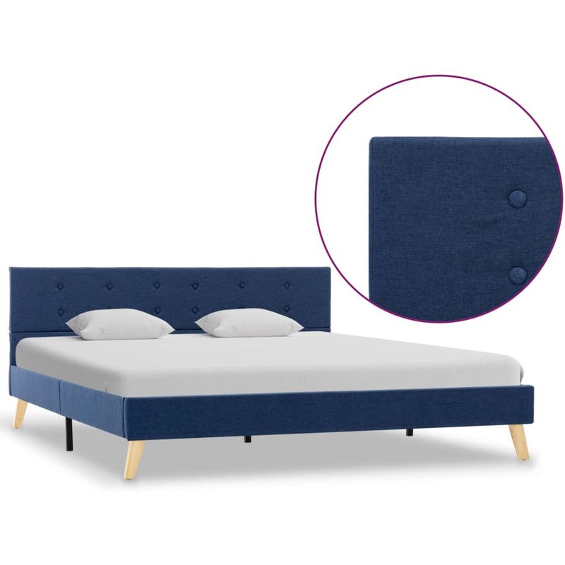 

Estructura de cama de tela azul 160x200 cm - Hommoo