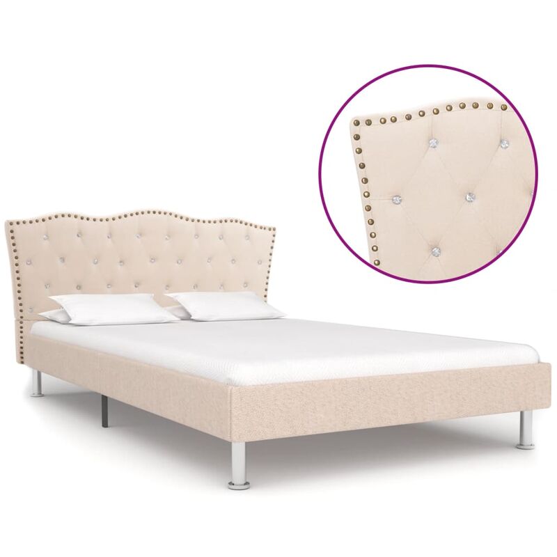 

Estructura de cama de tela beige 140x200 cm - Hommoo