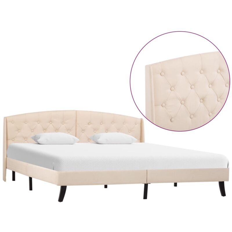 

Estructura de cama de tela color crema 140x200 cm - Hommoo