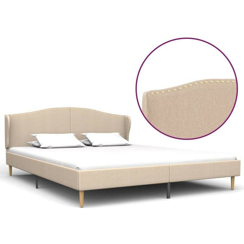 

Estructura de cama de tela color lino 160x200 cm - Hommoo