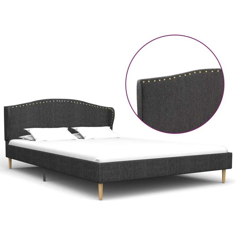 

Hommoo Estructura de cama de tela gris oscura 200x120 cm