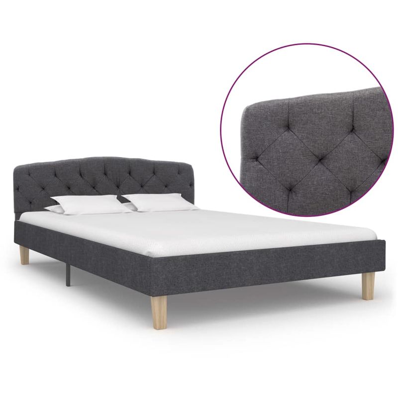 

Hommoo Estructura de cama de tela gris oscuro 120x200 cm