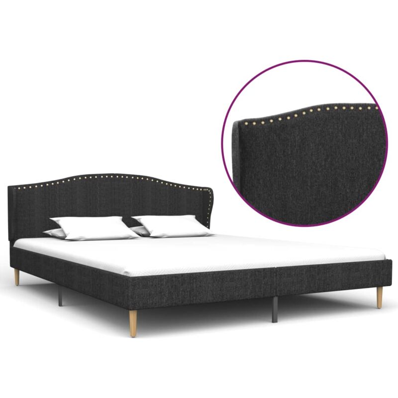 

Estructura de cama de tela gris oscuro 160x200 cm - Hommoo