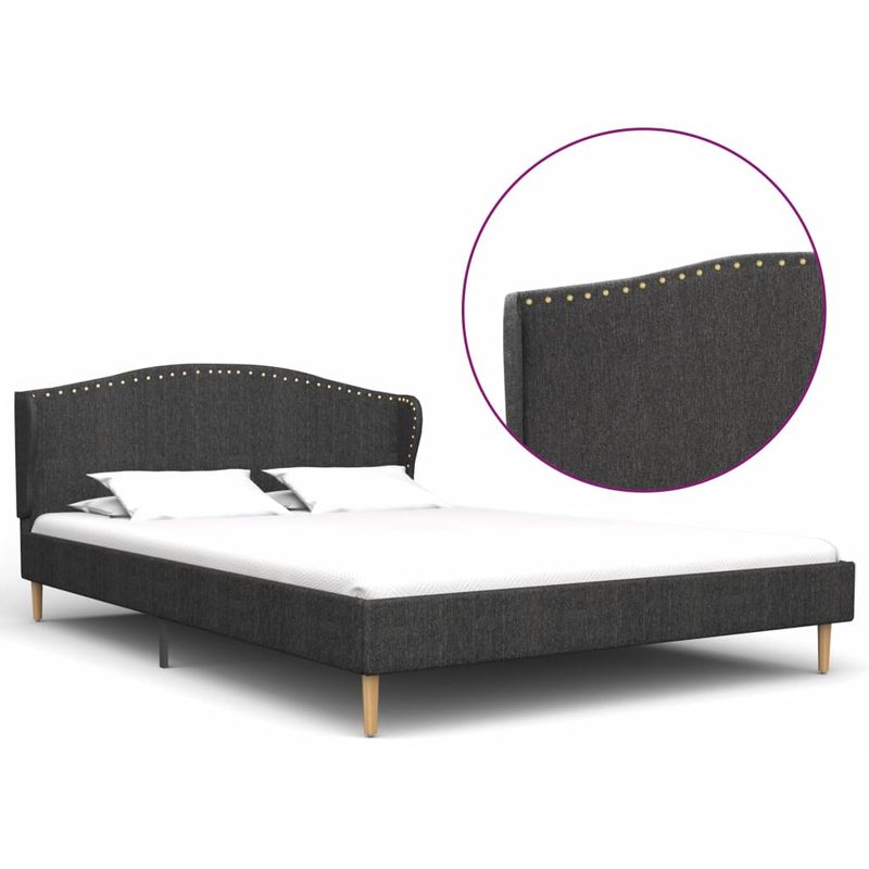 

Estructura de cama de tela gris oscuro 200x140 cm - Hommoo