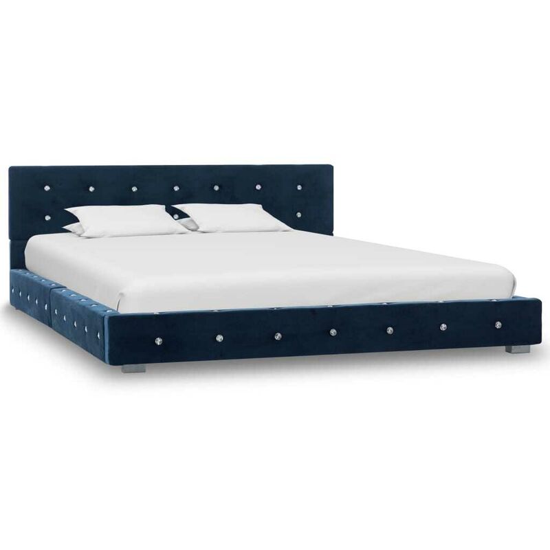 

Estructura de cama de terciopelo azul 140x200 cm - Hommoo
