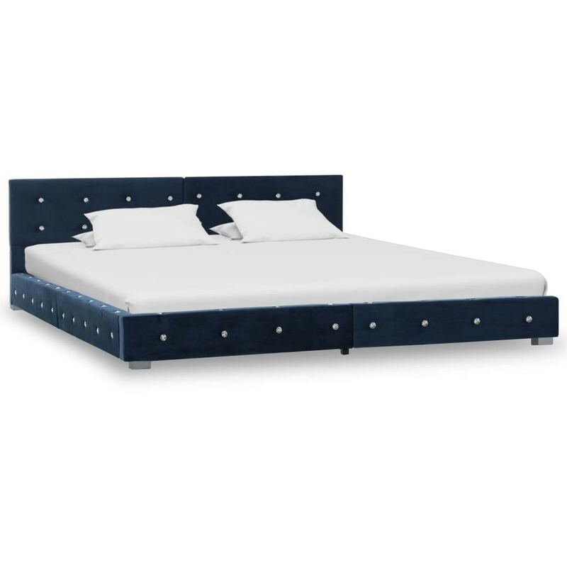 

Estructura de cama de terciopelo azul 180x200 cm - Hommoo