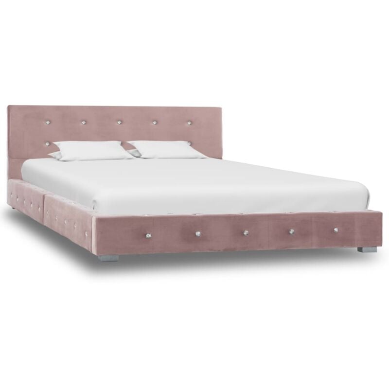 

Estructura de cama de terciopelo rosa 120x200 cm - Hommoo