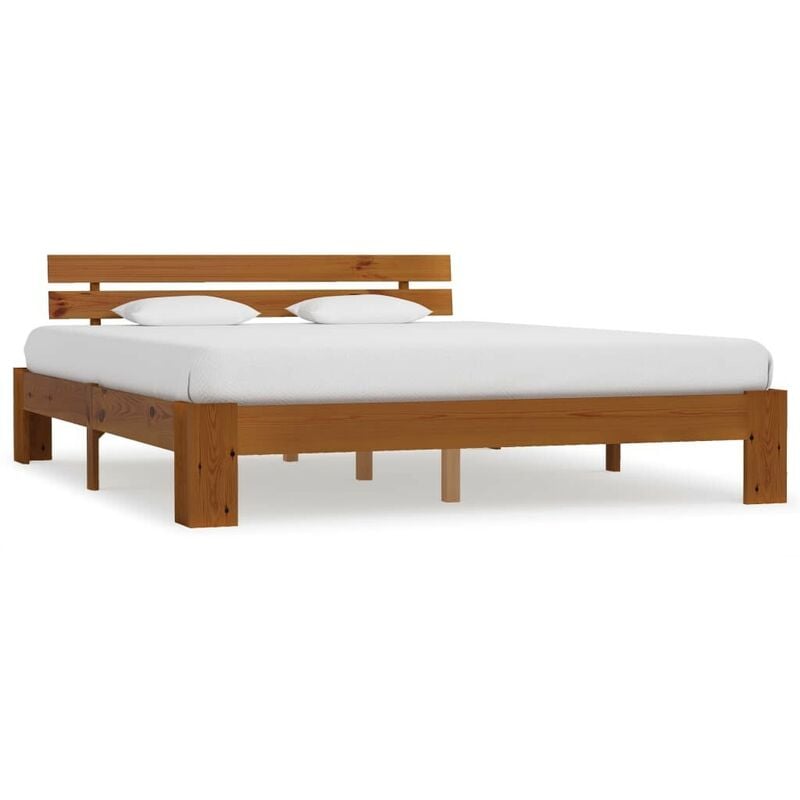 

Estructura de cama madera maciza pino marrón miel 160x200 cm - Hommoo