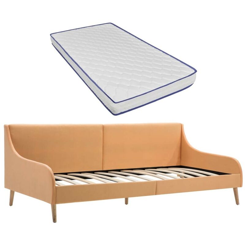 

Estructura sofá cama colchón espuma viscoelástica tela naranja - Hommoo