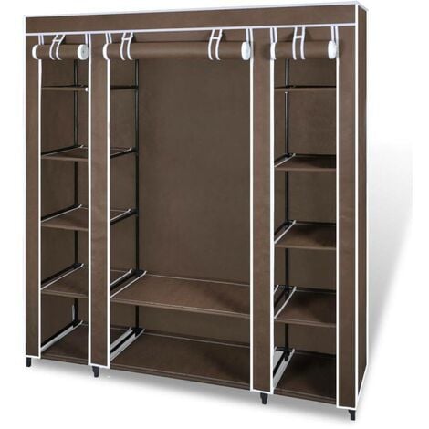 Hommoo Fabric Wardrobe with Compartments and Rods 45x150x176 cm Brown VD08227
