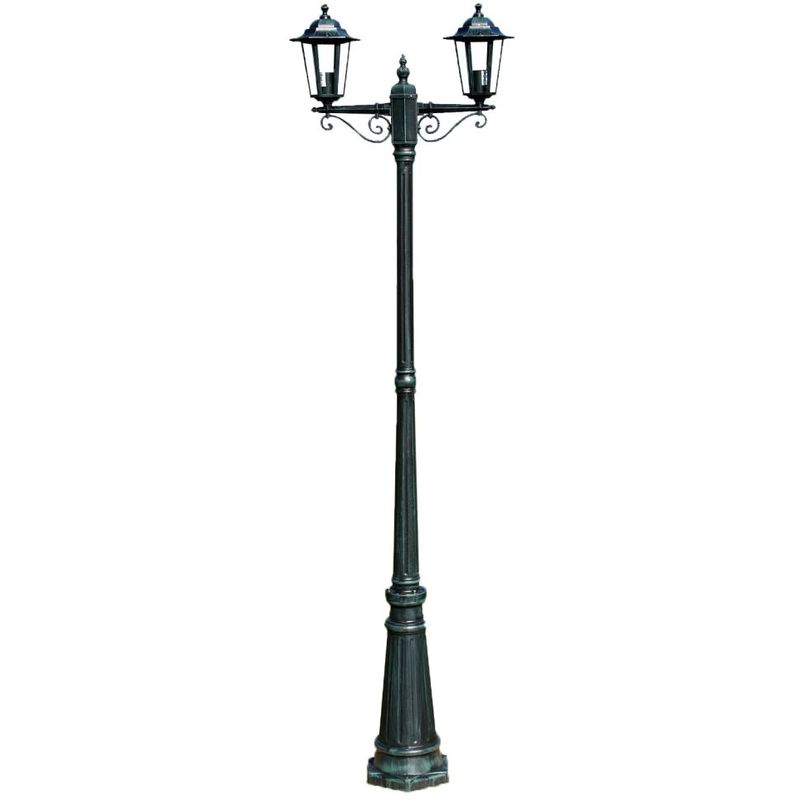 

Farola de jardín 2 brazos 215 cm verde oscuro/negro aluminio - Hommoo