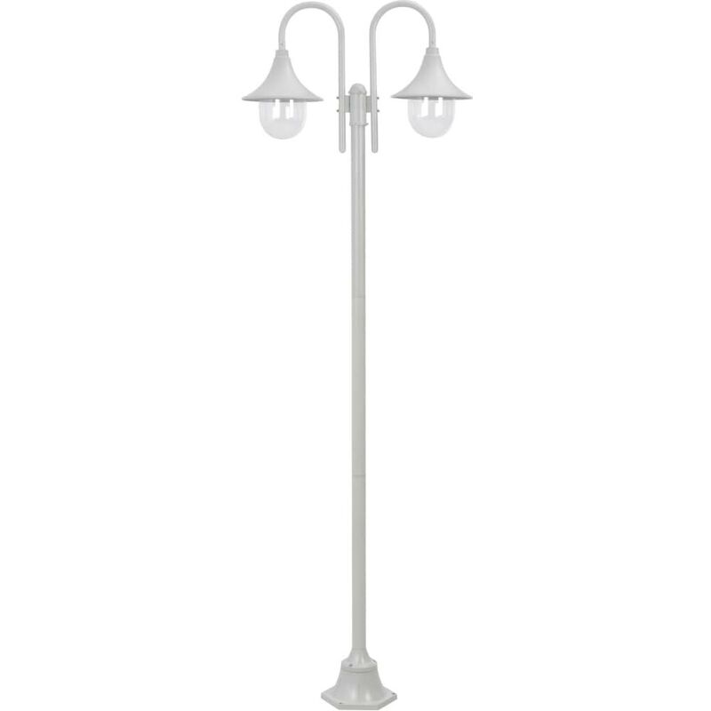 

Hommoo Farola de jardín con 2 luces aluminio blanca E27 220 cm