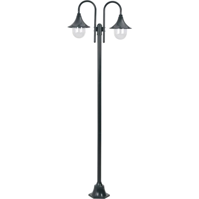 

Farola de jardín con 2 luces aluminio verde oscuro E27 220 cm - Hommoo