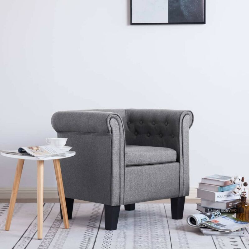 Hommoo - Fauteuil avec coussin Gris clair Tissu HDV22901