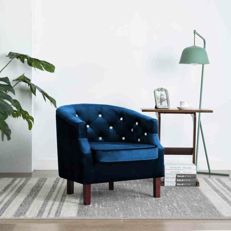 Fauteuil Bleu Velours HDV12923 - Hommoo