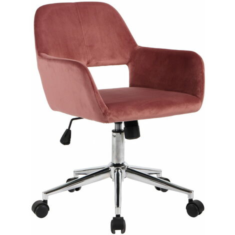 Hommoo Fauteuil de bureau, Chaise pivotanteconfortable, Siège ergonomique, réglable en hauteur, charge 150 kg, cadre enacier, pour bureau, Rose
