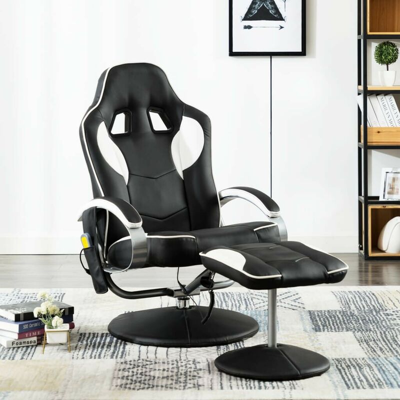 Fauteuil de massage avec repose-pied Blanc Similicuir HDV14431 - Hommoo