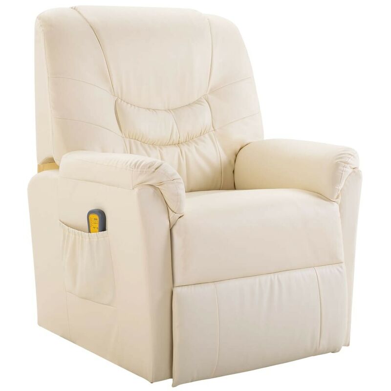 Hommoo - Fauteuil de massage Crõ¹me Similicuir HDV30860