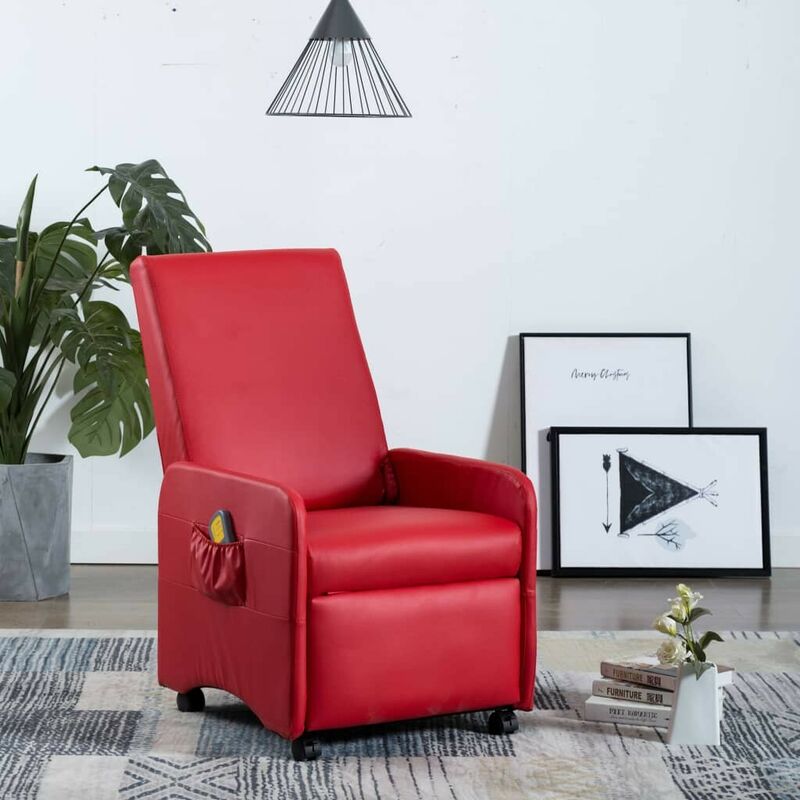Hommoo - Fauteuil de massage Rouge Similicuir HDV14175
