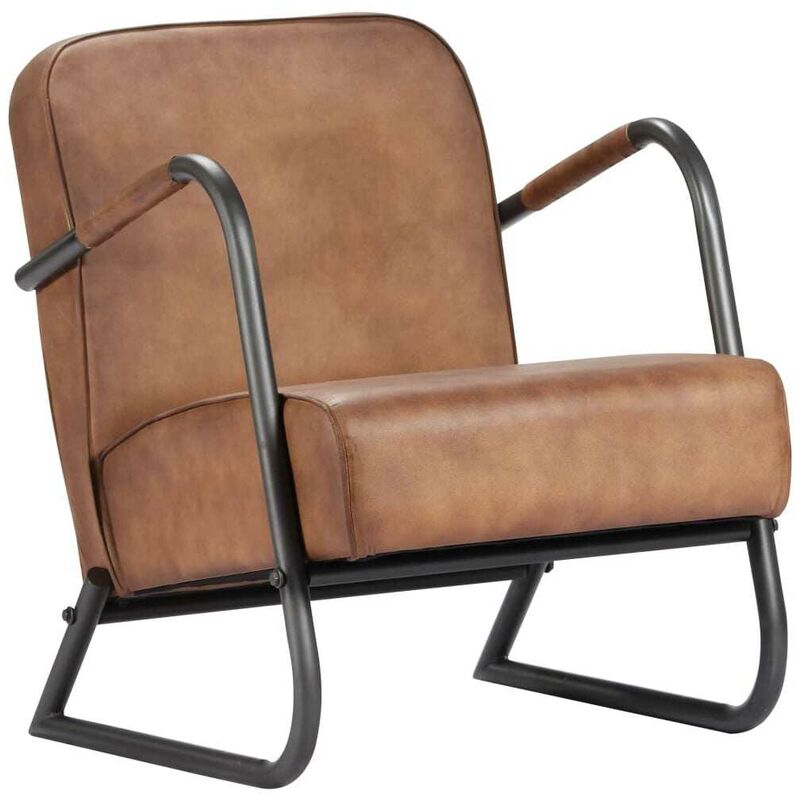 Hommoo - Fauteuil de repos Marron clair Cuir veritable HDV23949
