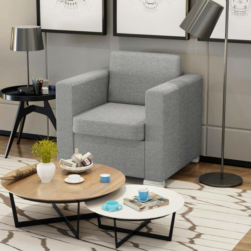 Fauteuil Gris clair Tissu HDV09914 - Hommoo