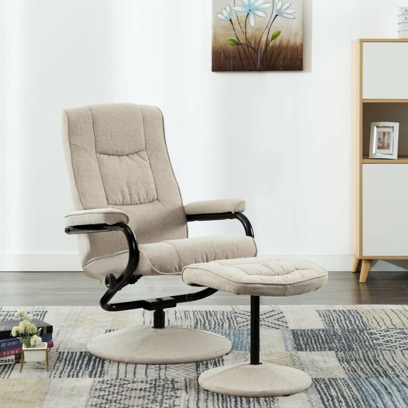 Fauteuil inclinable avec repose-pied Crõ¹me Tissu HDV14410 - Hommoo