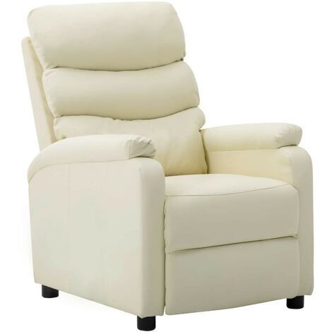 Hommoo Fauteuil inclinable Creme Similicuir