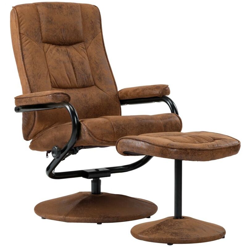 Hommoo - Fauteuil TV avec repose-pied Marron Similicuir daim HDV14408