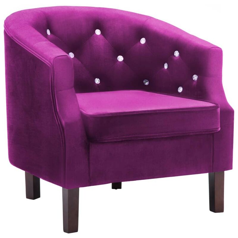 Hommoo - Fauteuil Violet Velours HDV12925