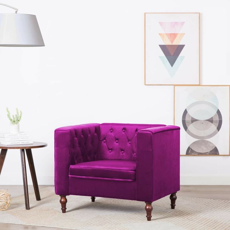 Hommoo - Fauteuil Violet Velours HDV12930