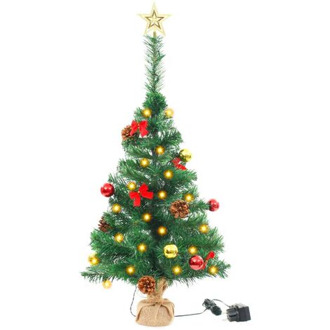 Hommoo Faux Christmas Tree Decorated with Baubles and LEDs 64cm Green VD12332